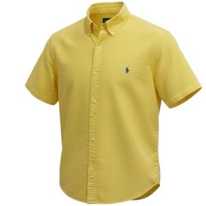 Ralph Lauren Men’s Yellow Button Down Shirt Short Sleeve Pony Logo Size M